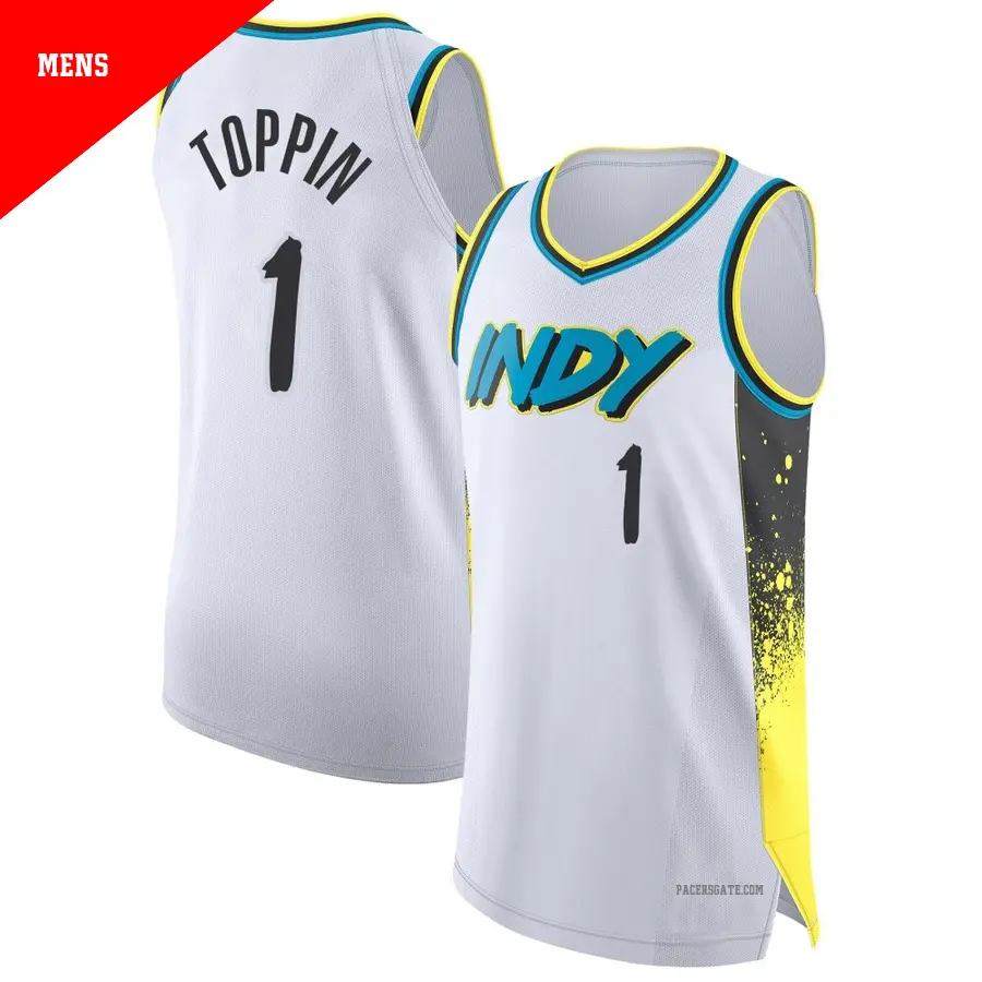 ＃1 Men's Obi Toppin Indiana Pacers 2024/25 Authentic White City Edition Jersey
