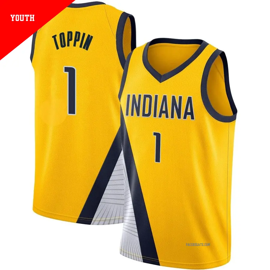 ＃1 Youth Obi Toppin Indiana Pacers 2019/20 Swingman Yellow JerseyStatement Edition