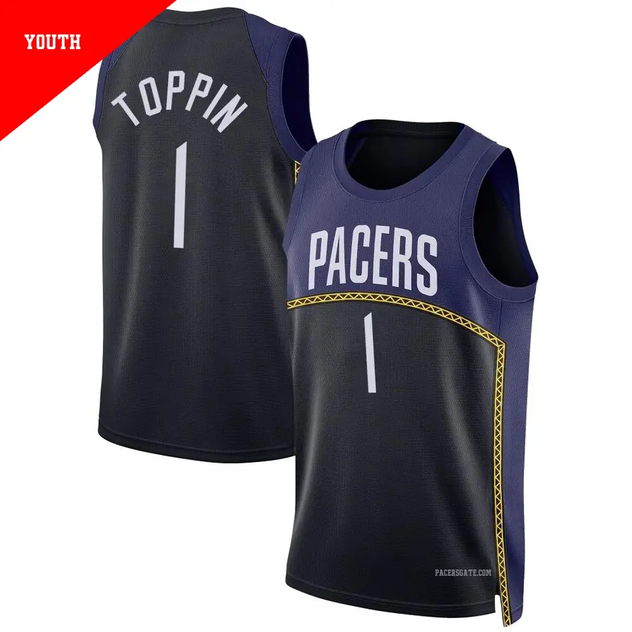 ＃1 Youth Obi Toppin Indiana Pacers 2022/23 Swingman Blue City Edition Jersey