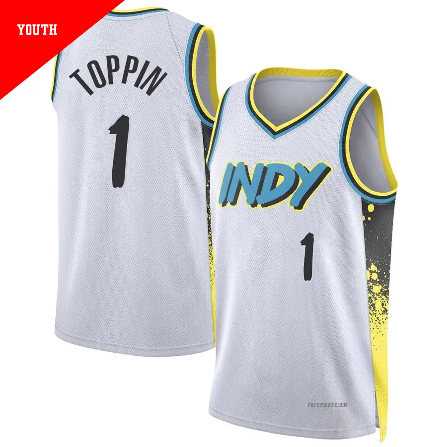 ＃1 Youth Obi Toppin Indiana Pacers 2024/25 Swingman White City Edition Jersey