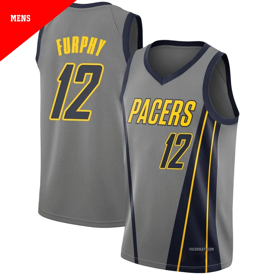 ＃12 Men's Johnny Furphy Indiana Pacers 2018/19 Swingman Gray JerseyCity Edition