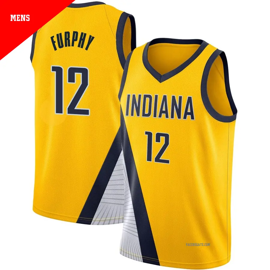 ＃12 Men's Johnny Furphy Indiana Pacers 2019/20 Swingman Yellow JerseyStatement Edition