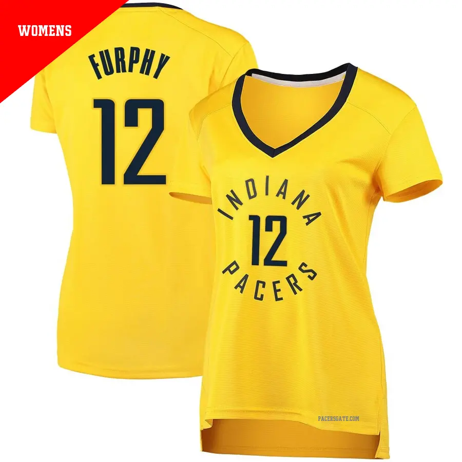 ＃12 Women's Johnny Furphy Indiana Pacers Gold Fast Break JerseyStatement Edition