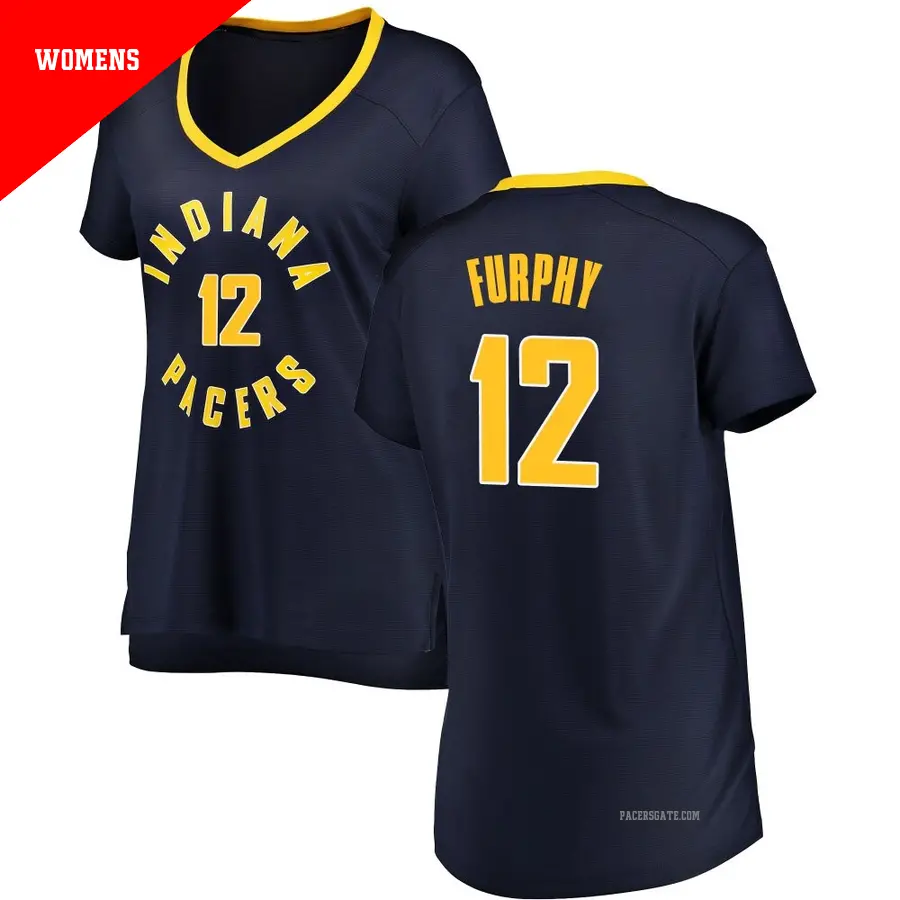 ＃12 Women's Johnny Furphy Indiana Pacers Navy Fast Break JerseyIcon Edition