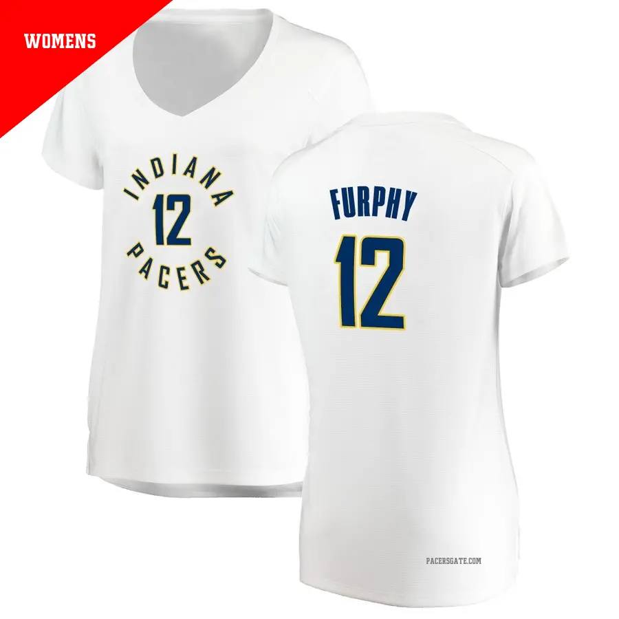 ＃12 Women's Johnny Furphy Indiana Pacers White Fast Break JerseyAssociation Edition
