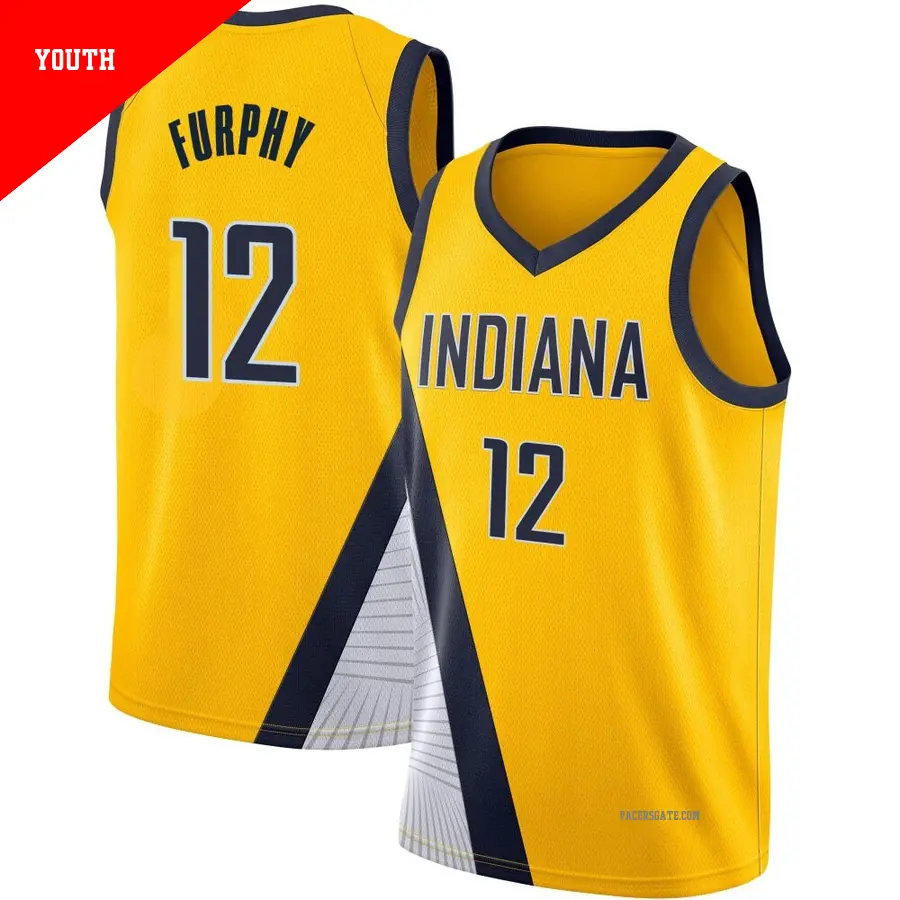 ＃12 Youth Johnny Furphy Indiana Pacers 2019/20 Swingman Yellow JerseyStatement Edition