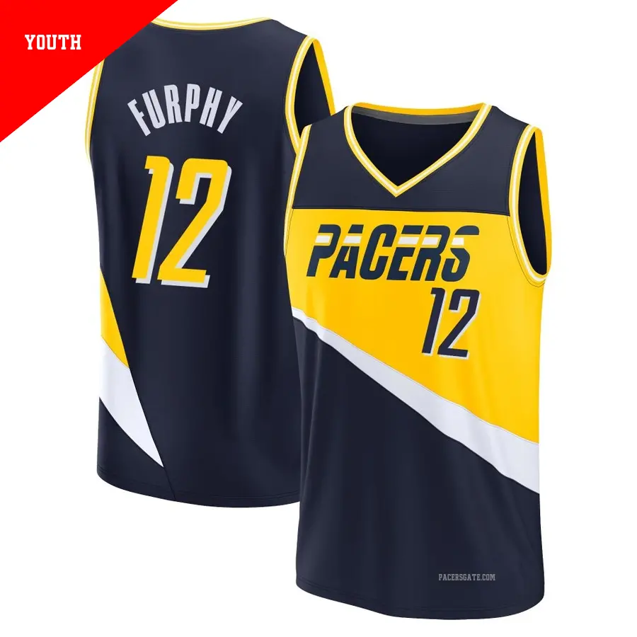 ＃12 Youth Johnny Furphy Indiana Pacers 2021/22 Fast Break Navy Replica City Edition Jersey