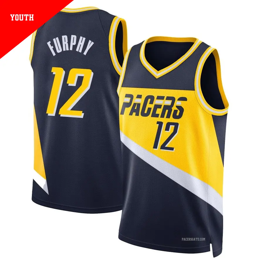 ＃12 Youth Johnny Furphy Indiana Pacers 2021/22 Swingman Navy City Edition Jersey