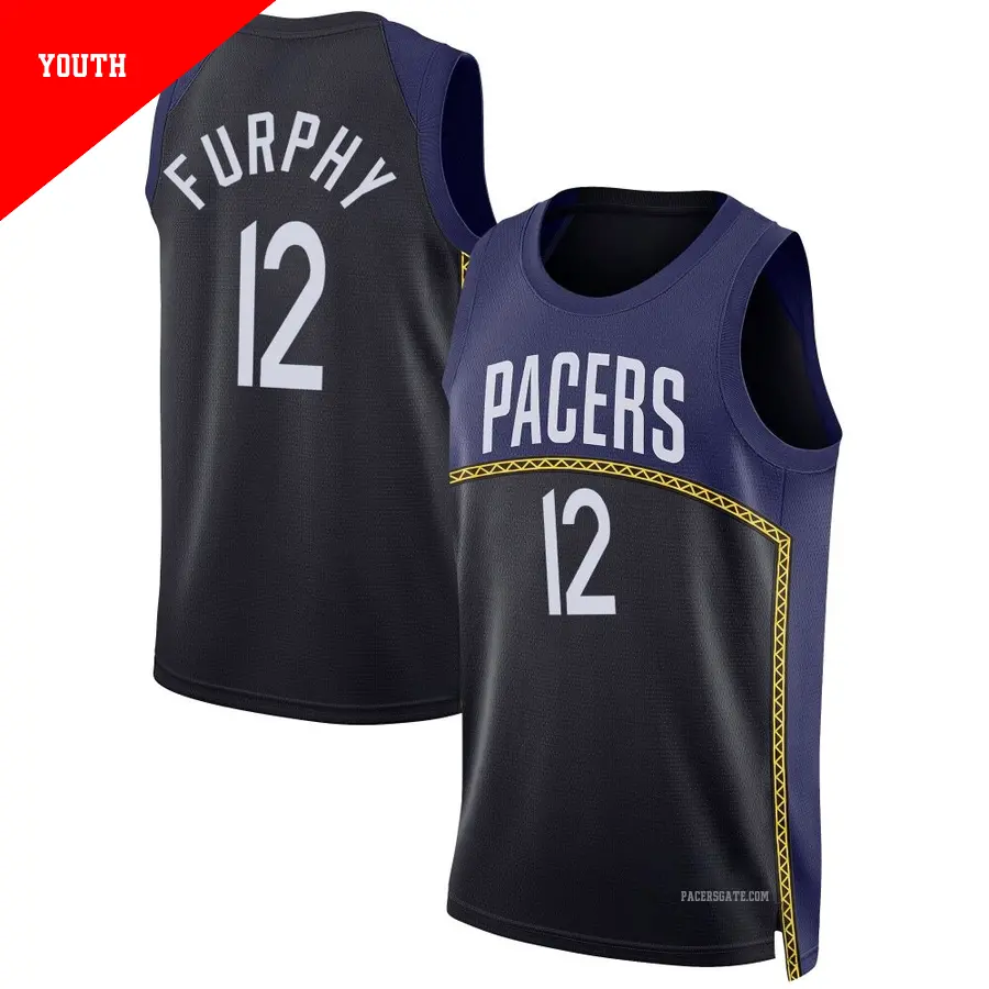 ＃12 Youth Johnny Furphy Indiana Pacers 2022/23 Swingman Blue City Edition Jersey