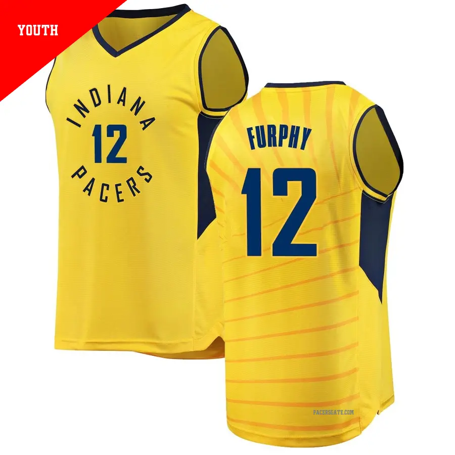 ＃12 Youth Johnny Furphy Indiana Pacers Gold Fast Break JerseyStatement Edition
