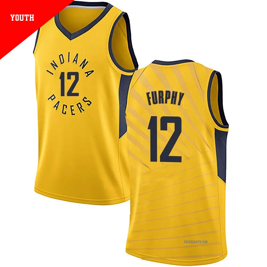 ＃12 Youth Johnny Furphy Indiana Pacers Gold Swingman JerseyStatement Edition