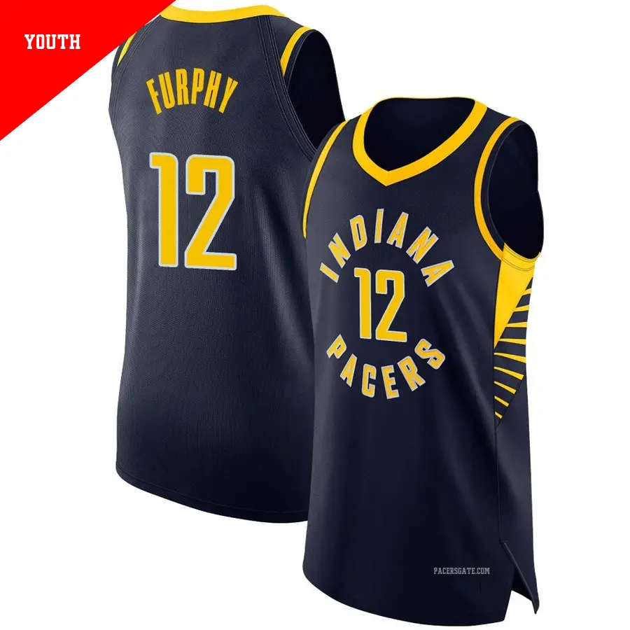 ＃12 Youth Johnny Furphy Indiana Pacers Navy Authentic JerseyIcon Edition