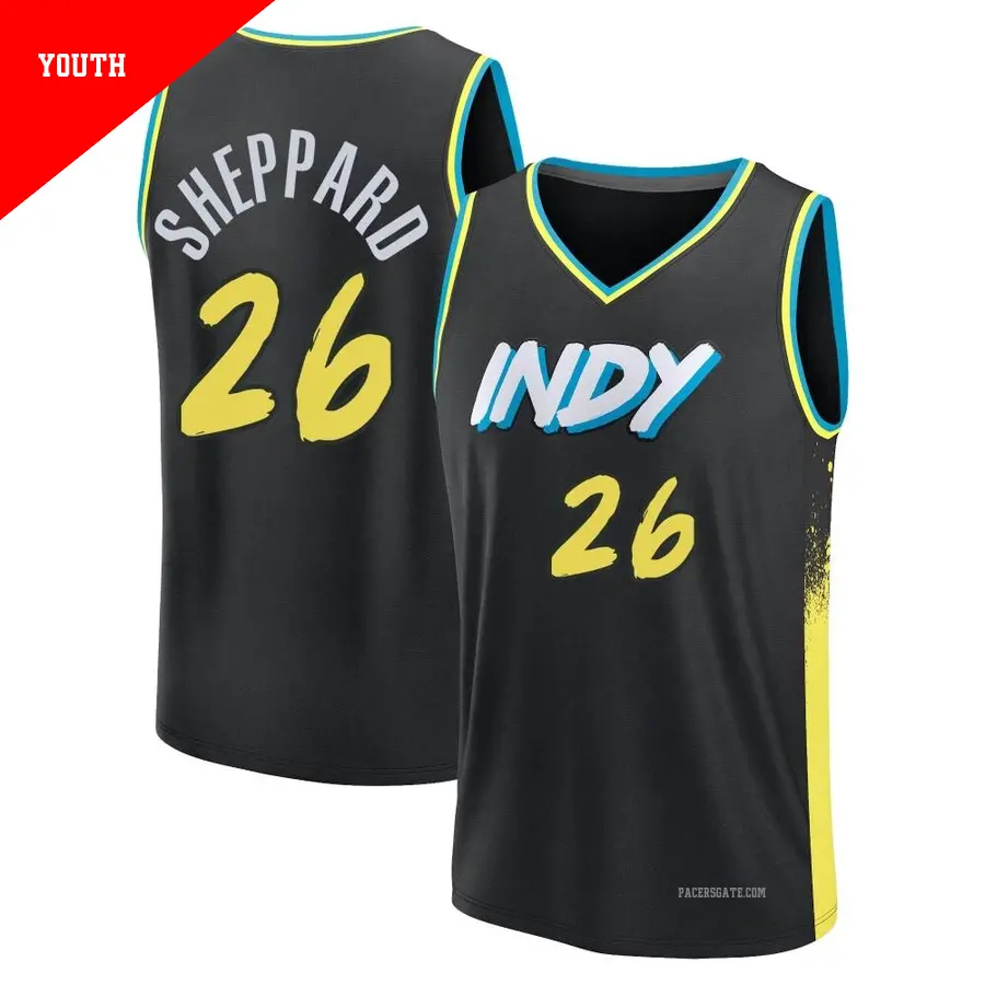 ＃26 Youth Ben Sheppard Indiana Pacers 2023/24 Fast Break Black City Edition Jersey