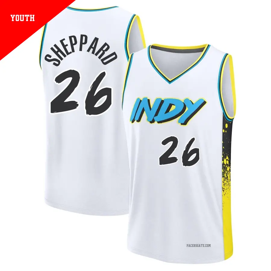 ＃26 Youth Ben Sheppard Indiana Pacers 2024/25 Fast Break Fanatics White City Edition Jersey